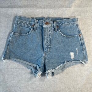 Wrangler 13MWZ Womens High Waisted Cut Off Denim Shorts Blue Size 27 10WBRWSLS